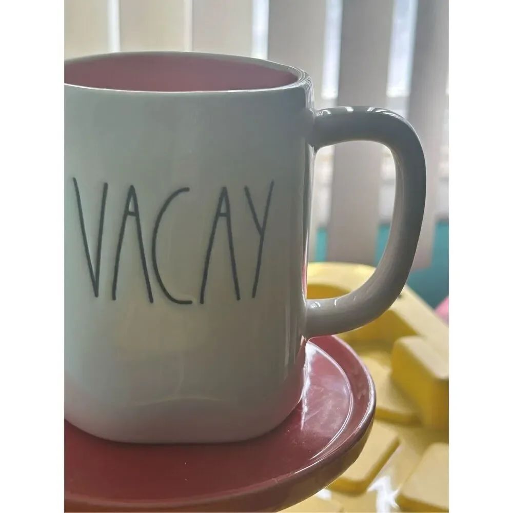 Rae Dunn VACAY Coffee Mug by Magenta - Vacay Vacation (Pink Interior